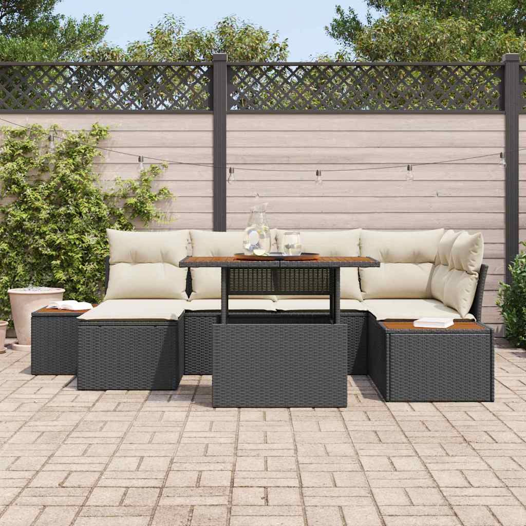 Tuin Eetset Met Kussen 7 Pcs En Beige