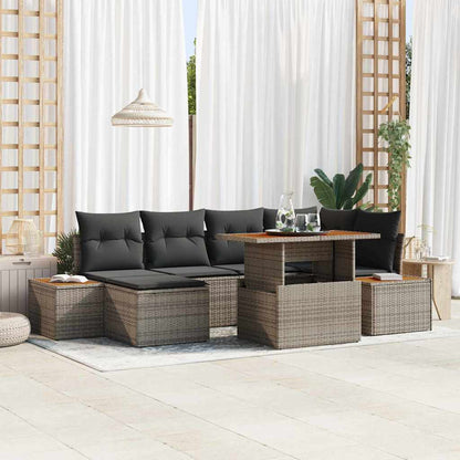 Tuin Eetset Met Kussen 7 Pcs En Beige