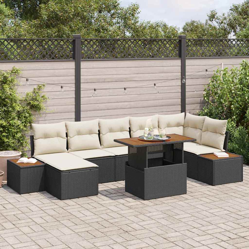 Tuin Eetset Met Kussen 8 Pcs En Bruin