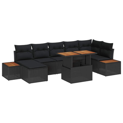 Tuin Eetset Met Kussen 8 Pcs En Bruin