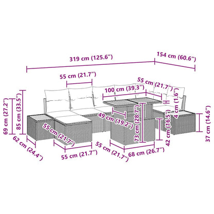 Tuin Eetset Met Kussen 8 Pcs En Bruin