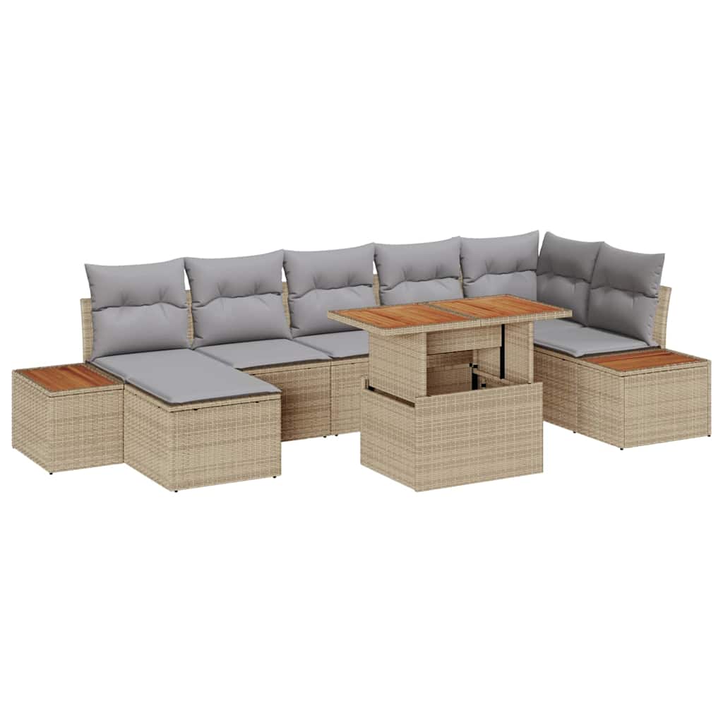 Tuin Eetset Met Kussen 8 Pcs En Bruin