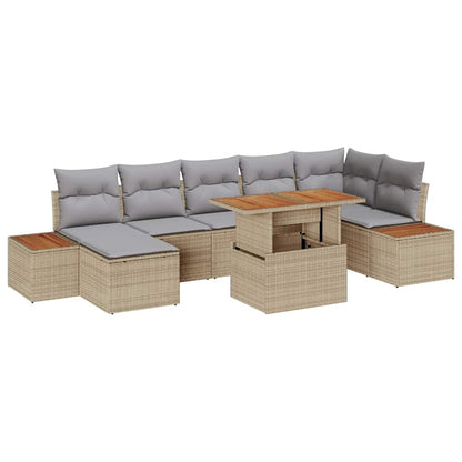 Tuin Eetset Met Kussen 8 Pcs En Bruin