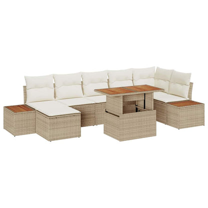 Tuin Eetset Met Kussen 8 Pcs En Bruin