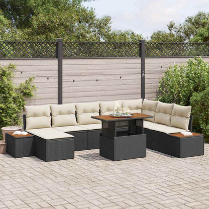 Tuin Eetset Met Kussen 9 Pcs En Bruin