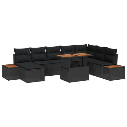 Tuin Eetset Met Kussen 9 Pcs En Bruin
