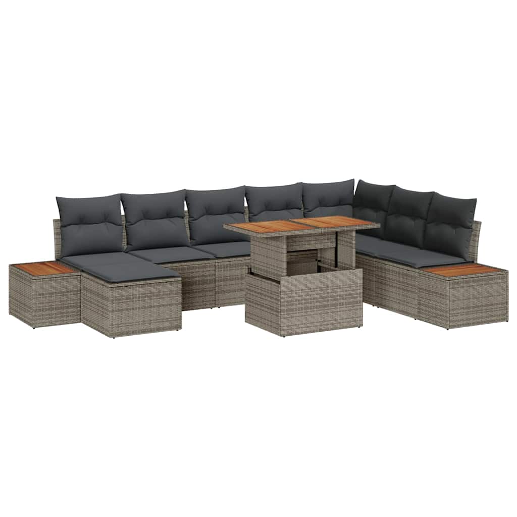 Tuin Eetset Met Kussen 9 Pcs En Bruin