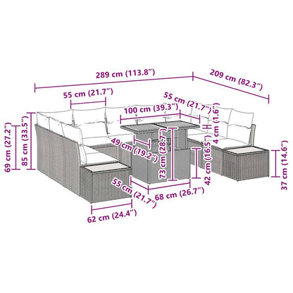 Tuin Eetset Met Kussen 10 Pcs En Beige