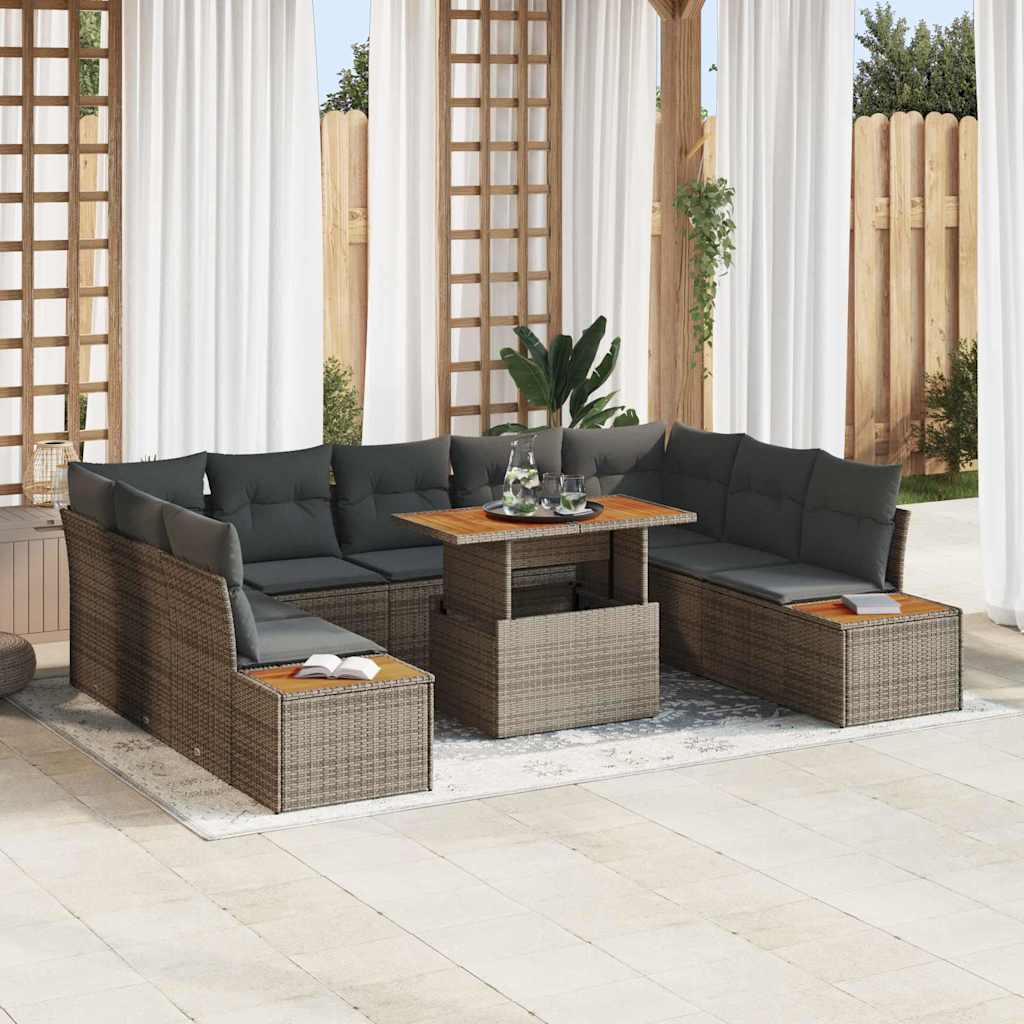 Tuin Eetset Met Kussen 10 Pcs En Beige