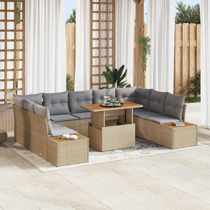 Tuin Eetset Met Kussen 10 Pcs En Beige