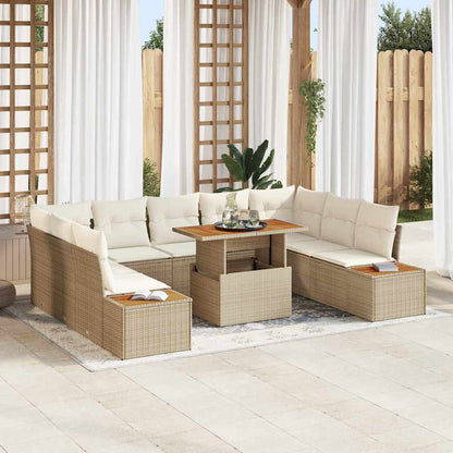 Tuin Eetset Met Kussen 10 Pcs En Beige