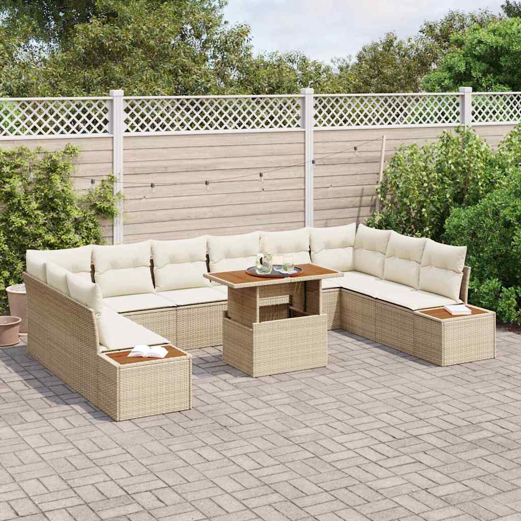 Tuin Eetset Met Kussen 11 Pcs En Beige