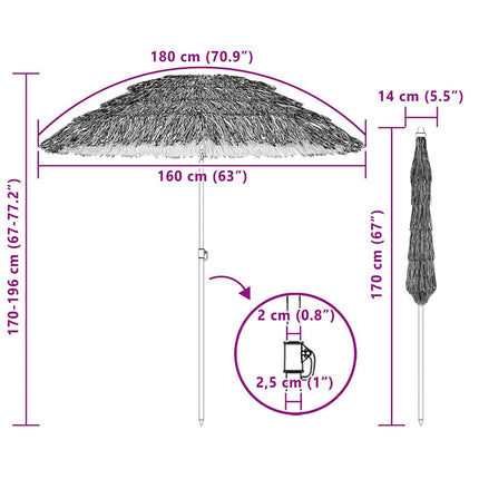 Tuinparasol Naturel 160 X 160 X 196 Cm