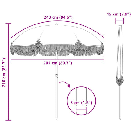 Strandparasol 205 X 205 X 210 Cm Polyester En Staal