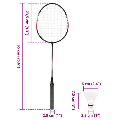 Badmintonset met 2 rackets, net en opbergkoffer 292x30x152 cm