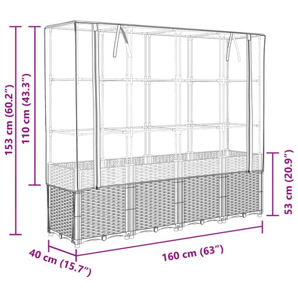 Verhoogde Plantenbak Met Kashoes Rotanlook 160X40X153 Cm