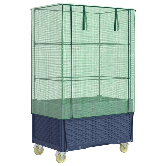 Plantenbak Verhoogd Met Hoes En Wielen 80X50X182 Cm Rattanlook