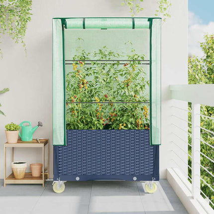 Plantenbak Verhoogd Met Hoes En Wielen 80X50X182 Cm Rattanlook