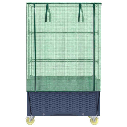 Plantenbak Verhoogd Met Hoes En Wielen 80X50X182 Cm Rattanlook