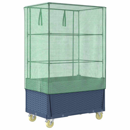 Plantenbak Verhoogd Met Hoes En Wielen 80X50X182 Cm Rattanlook