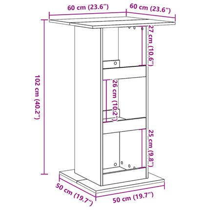Bartafel Met Opbergruimte 60X60X102 Cm Hout Kleur