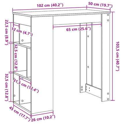 Bartafel Met Rekken 102X50X103,5 Cm Bewerkt Hout Kleur