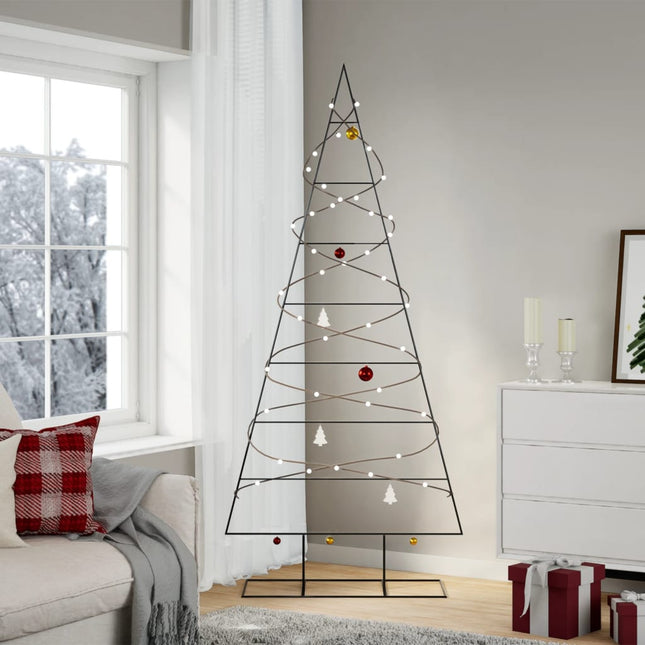 Kerstdecoratie Kerstboom 210 Cm Metaal Zwart Zwart