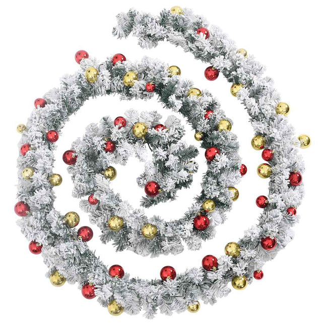 Kerstslinger Met Kerstballen En Led-Lampjes Pvc Groen