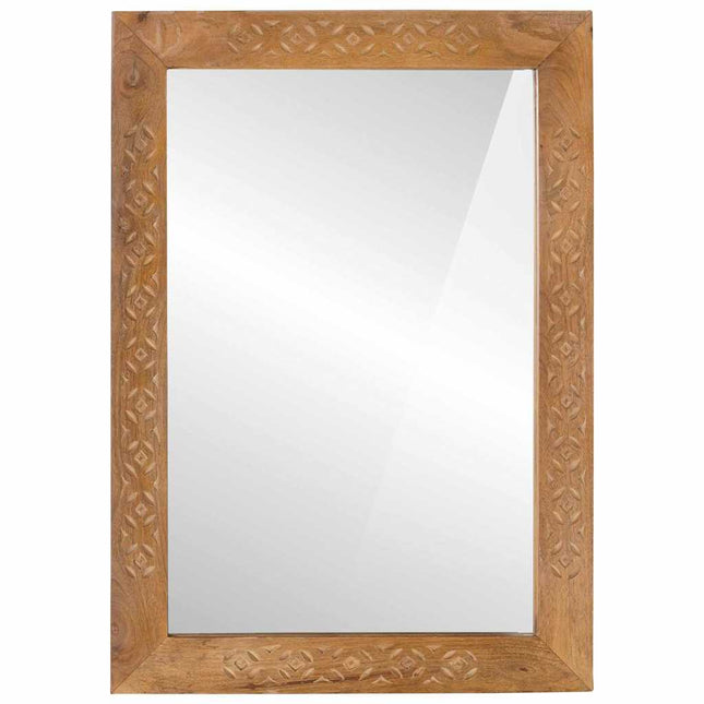 Wandspiegel 70 X 50 Cm Bewerkt Hout En Glas Rechthoekig