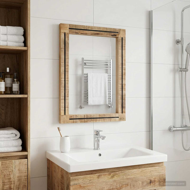 Spiegel Wandgemonteerd Bruin En Zwart 70 X 50 X 3 Cm Glas