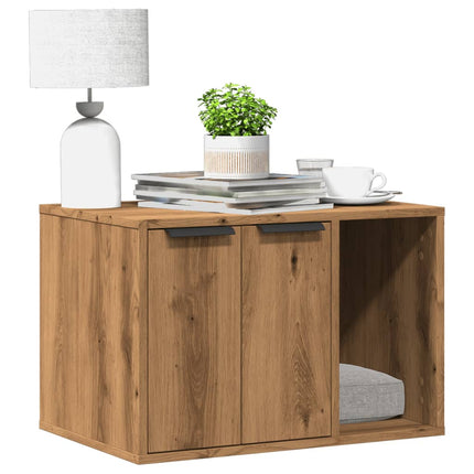 Kattenbakkast Bewerkt Hout Artisanaal Kleurig