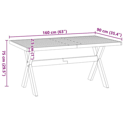 Eettafel Noain E Poten 160X90X75 Cm Massief Hout Naturel