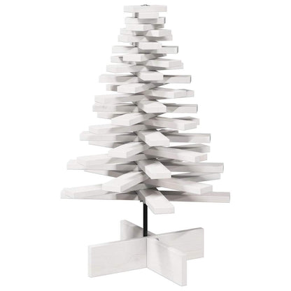Kerstdecoratie kerstboom 80 cm massief grenenhout wit