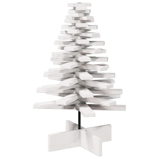 Kerstdecoratie kerstboom 80 cm massief grenenhout wit
