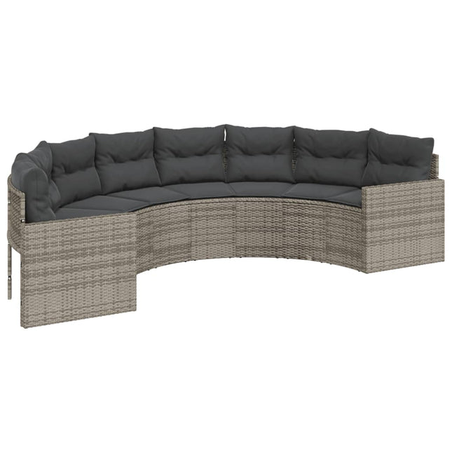 Tuinbank Met Kussens Poly Rattan Grijs En Donkergrijs