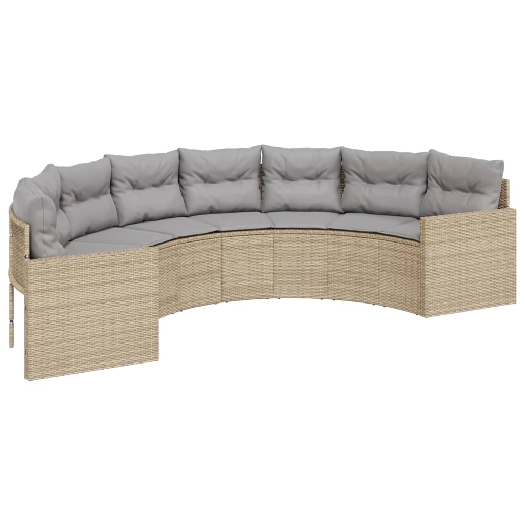 Tuinbank Met Kussens Poly Rattan Beige En Lichtgrijs