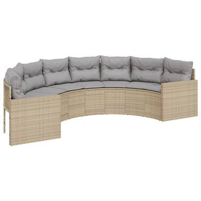 Tuinbank Met Kussens Poly Rattan Beige En Lichtgrijs