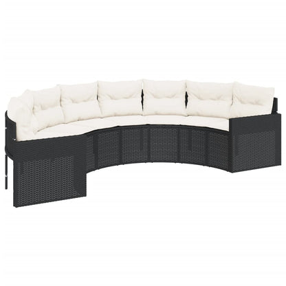 Tuinbank Met Tafel En Kussens Poly Rattan Zwart En Crèmewit