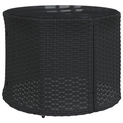 Tuinbank Met Tafel En Kussens Poly Rattan Zwart En Crèmewit