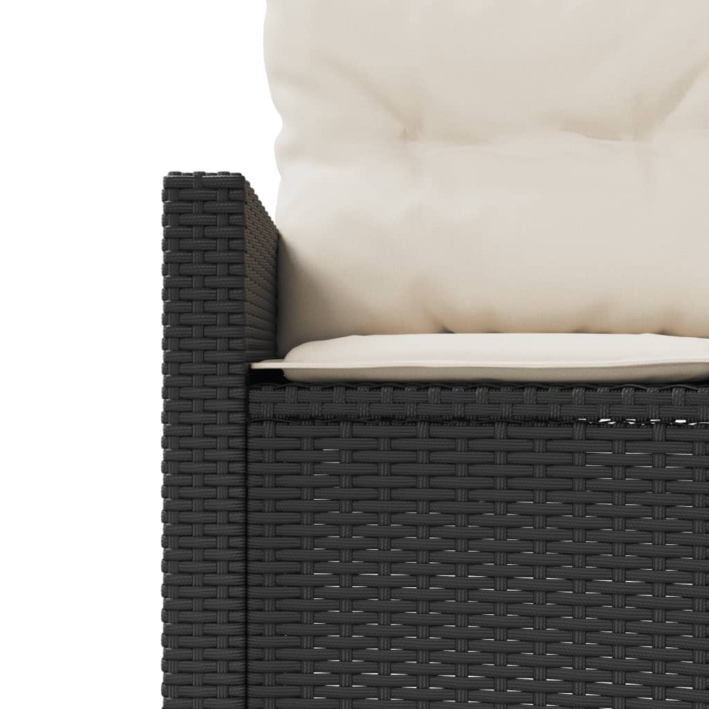 Tuinbank Met Tafel En Kussens Poly Rattan Zwart En Crèmewit