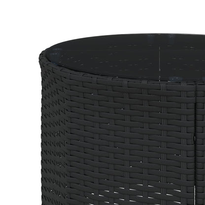 Tuinbank Met Tafel En Kussens Poly Rattan Zwart En Crèmewit