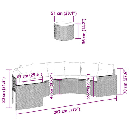 Tuinbank Met Tafel En Kussens Poly Rattan Zwart En Crèmewit