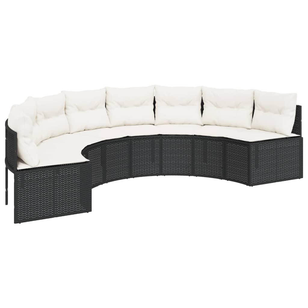 Tuinbank Met Kussens Poly Rattan Zwart En Crèmewit