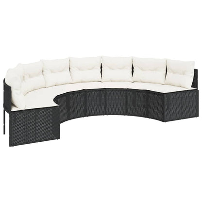 Tuinbank Met Kussens Poly Rattan Zwart En Crèmewit