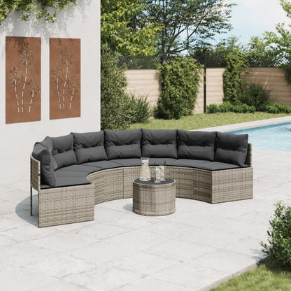 Tuinbank Met Kussens Poly Rattan Grijs En Donkergrijs