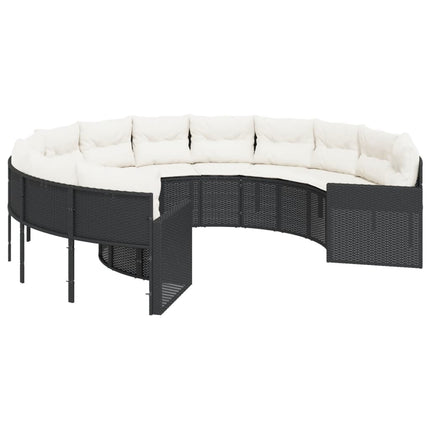 Tuinbank Met Kussens Poly Rattan Zwart En Crèmewit
