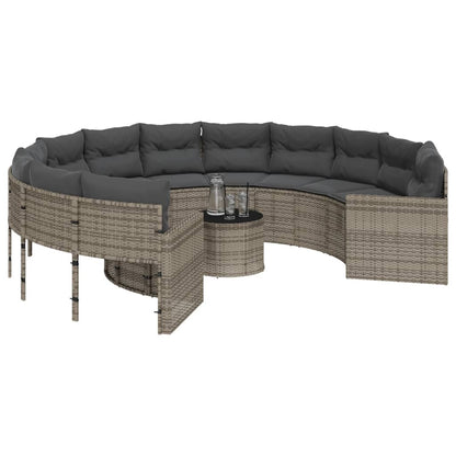 Tuinbank Met Tafel En Kussens Poly Rattan Grijs En Donkergrijs