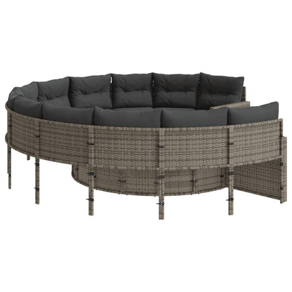 Tuinbank Met Tafel En Kussens Poly Rattan Grijs En Donkergrijs