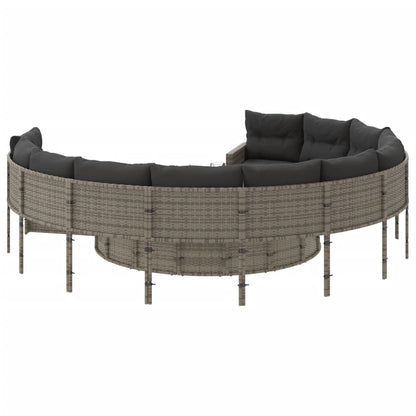 Tuinbank Met Tafel En Kussens Poly Rattan Grijs En Donkergrijs