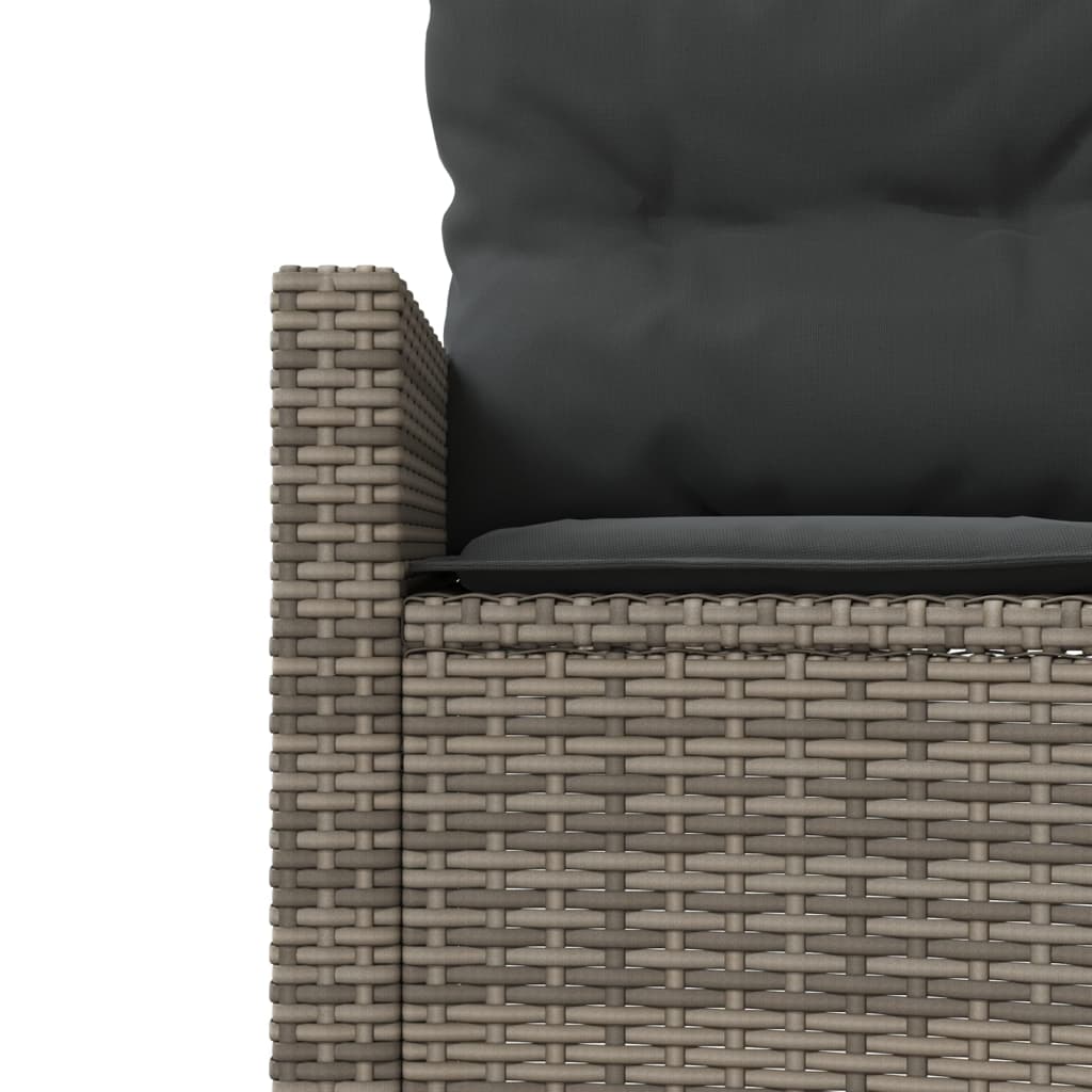 Tuinbank Met Tafel En Kussens Poly Rattan Grijs En Donkergrijs